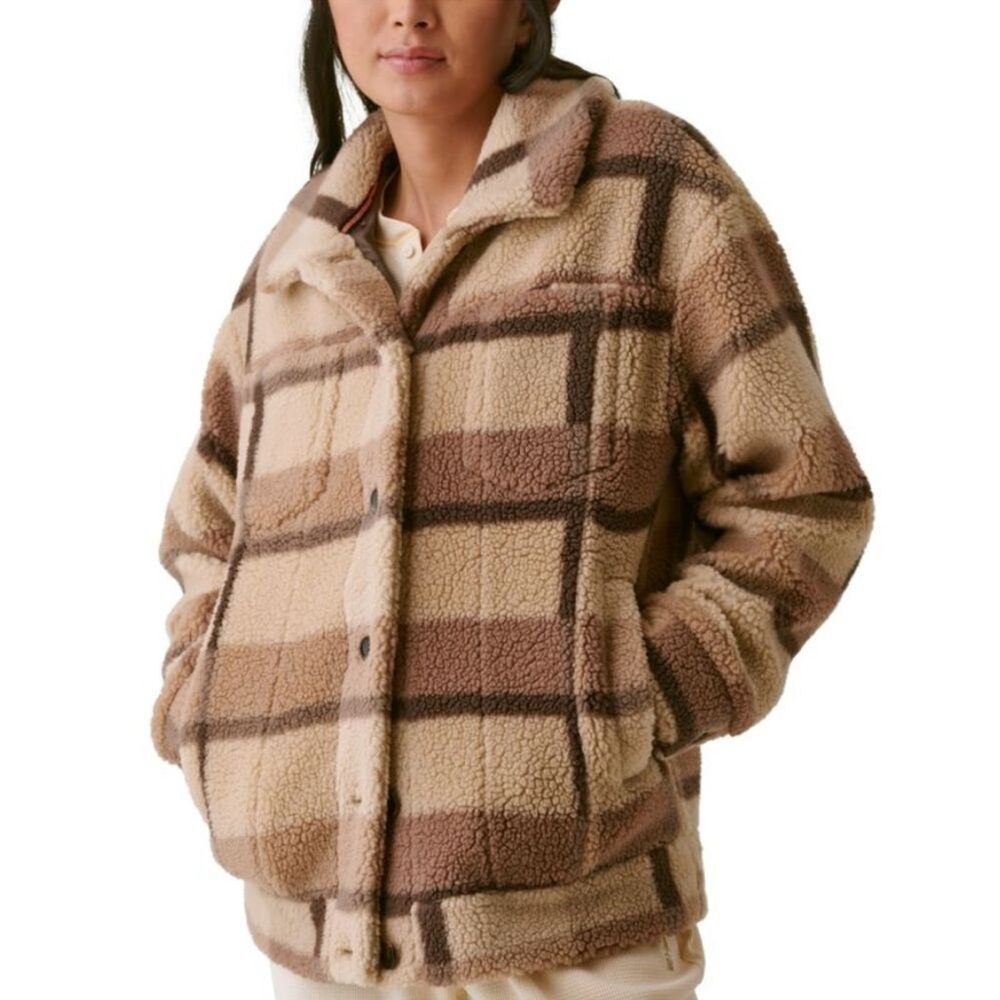 BASS OUTDOOR Women’s Sherpa Jacket with Chest Pockets & Button Closure shaket XL